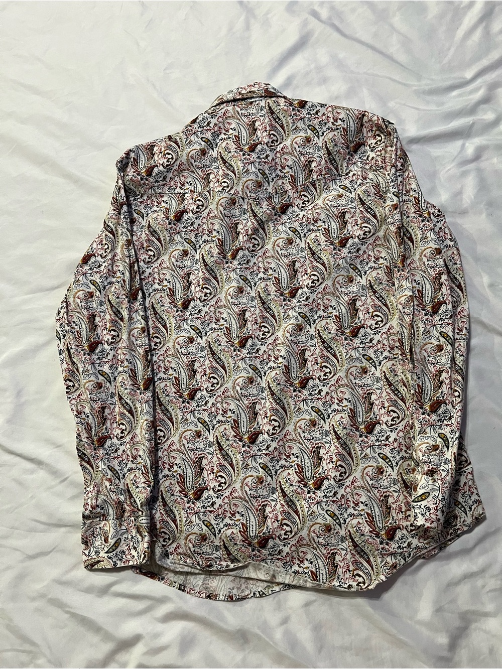 Rafter C Men's White Paisley Button-Down Shirt - Picture 5 of 5